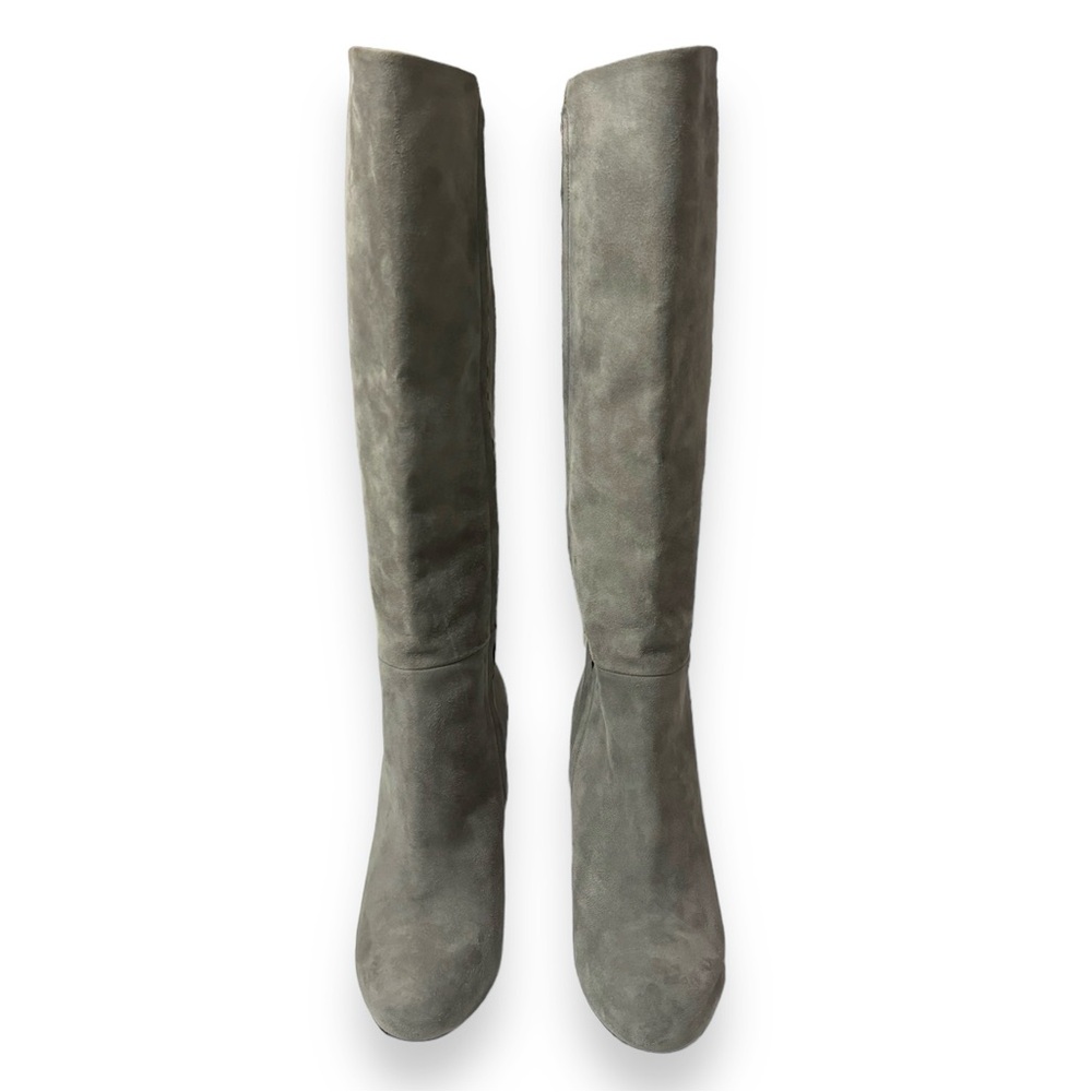 GUCCI Grey Suede Over The Calf Side Zip High Heel Boots - Picture 12 of 12